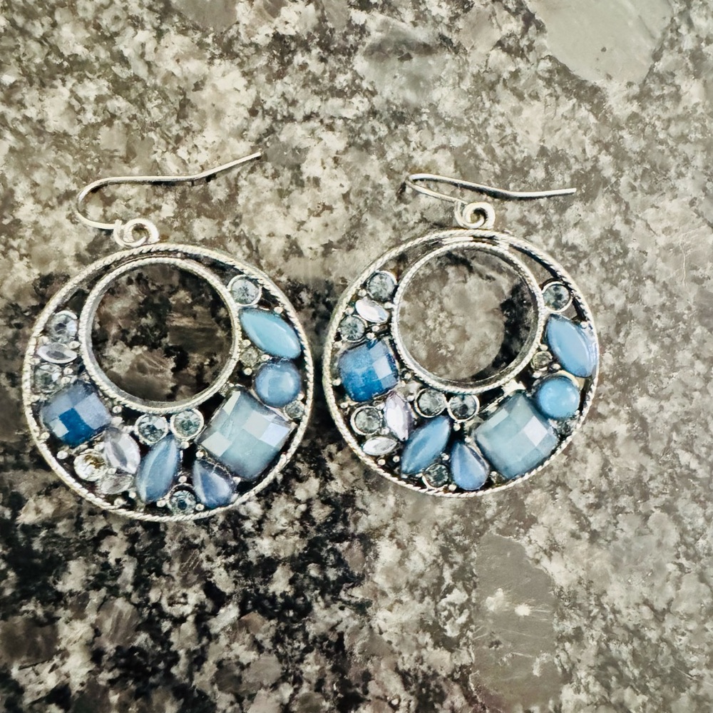 Elegant Blue and Silver Earrings